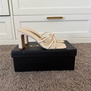 Vici Cream Strappy Block Heels